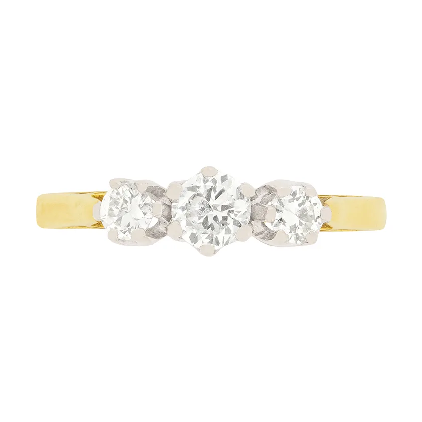 Art Deco 0.65ct Diamond Three Stone Ring, c.1920s