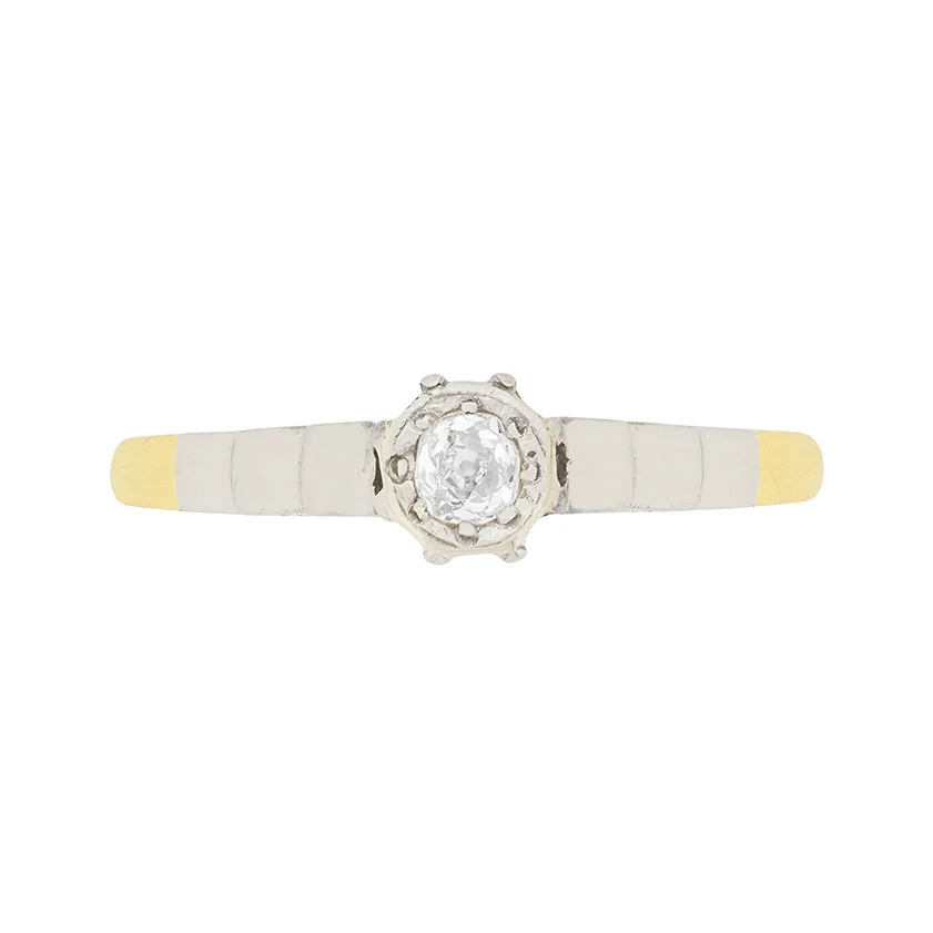 Edwardian 0.15ct Diamond Solitaire Engagement Ring, c.1910s