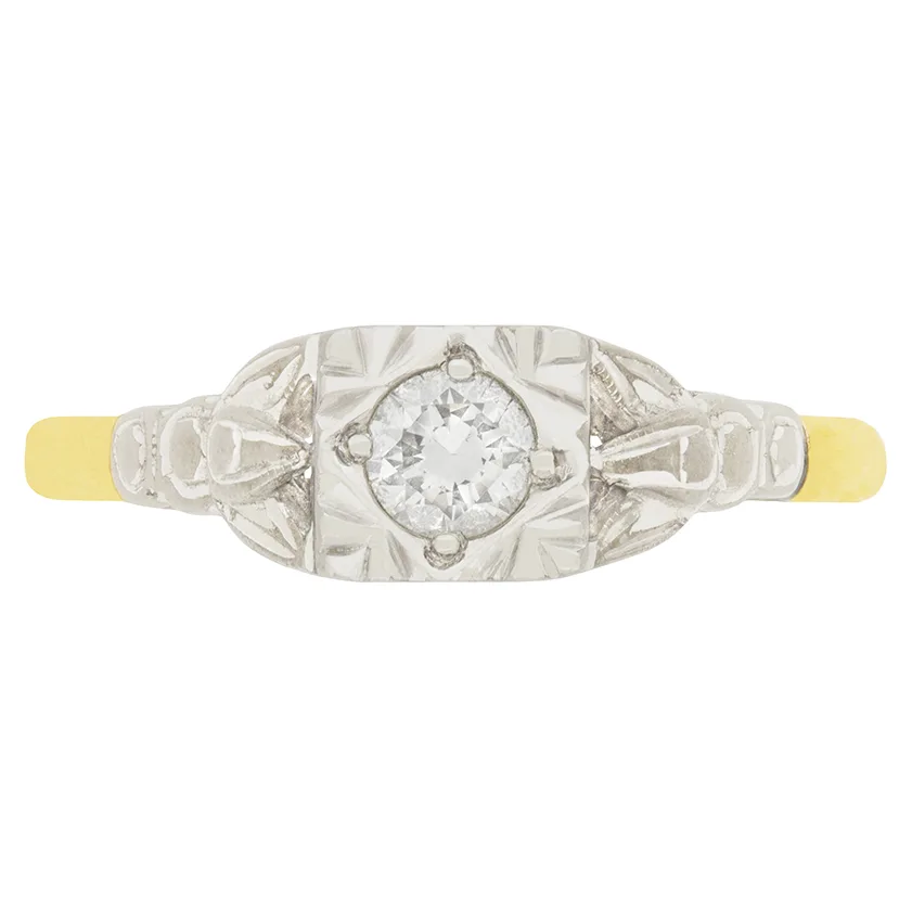 Late Art Deco 0.25ct Diamond Solitaire Engagement Ring, c.1930s