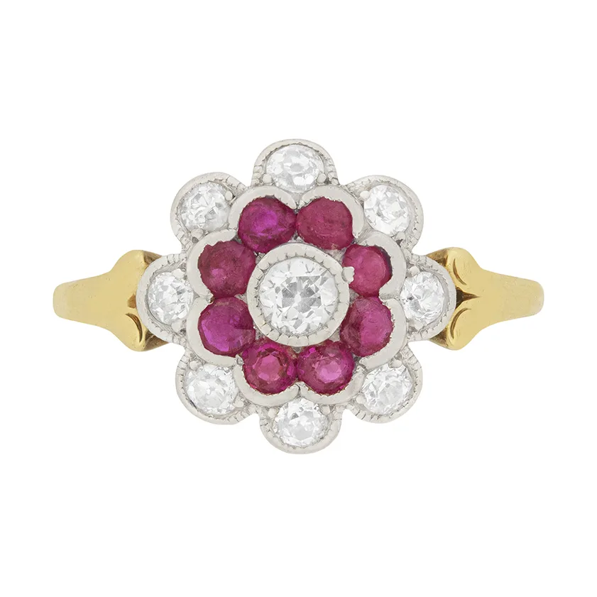 Edwardian 1.00ct Total Diamond and Ruby Ring, c.1910s