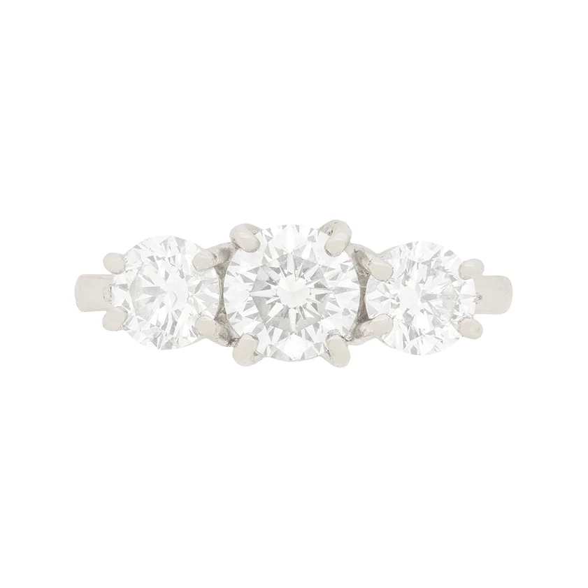 Contemporary 1.55ct Diamond Three Stone Engagement Ring