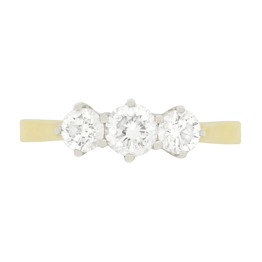 Vintage 0.80ct Diamond Three Stone Engagement Ring, c.1980s