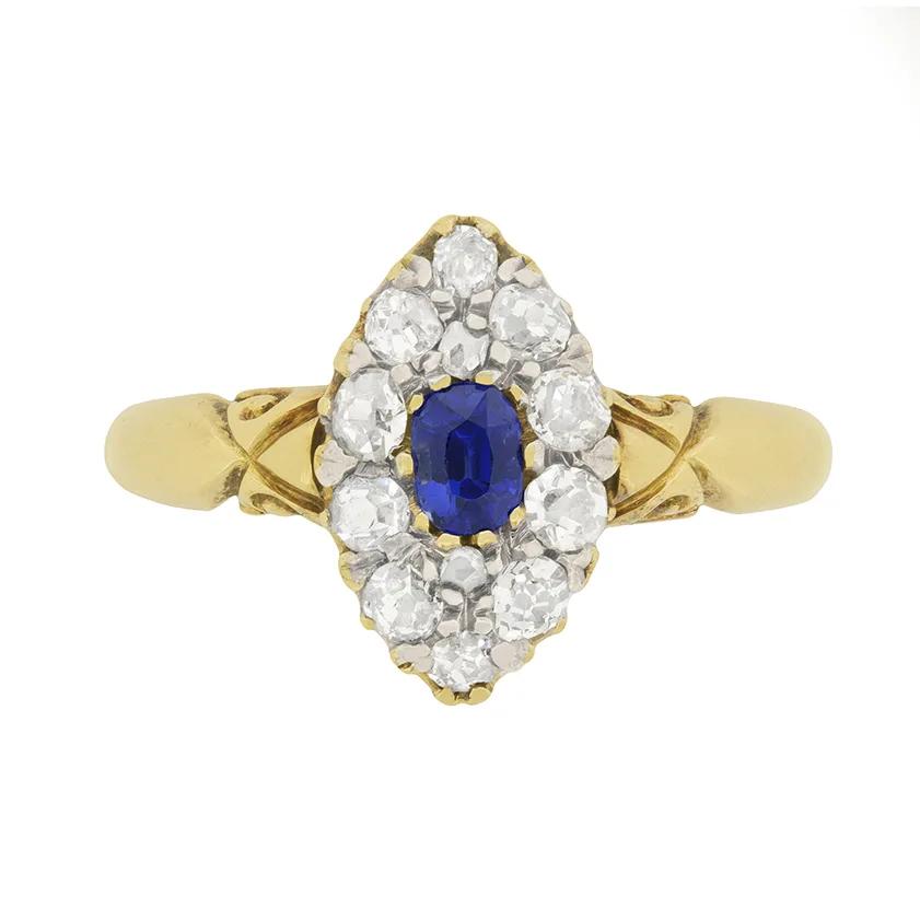 Victorian 0.30ct Sapphire and Diamond Ring, c.1900s