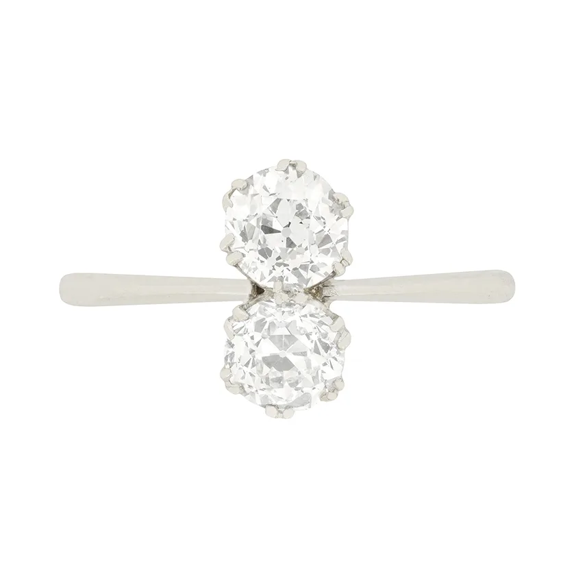 Art Deco 1.00ct Diamond Two Stone Ring, c.1920s
