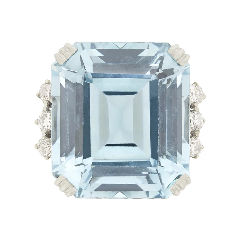 Vintage 20.50ct Synthetic Spinel and Diamond Cocktail Ring, c.1940s