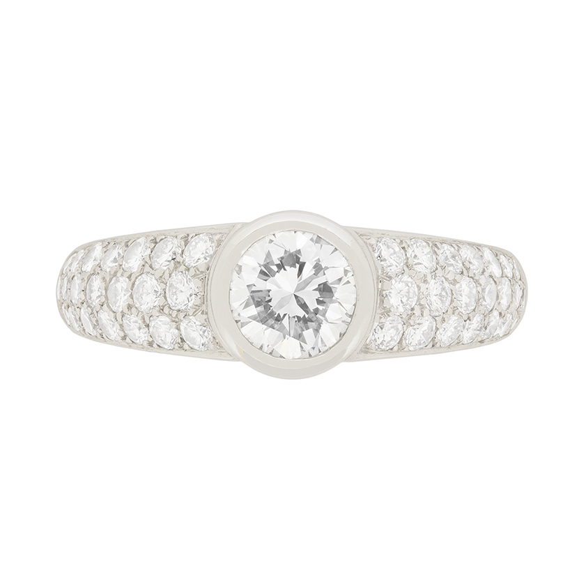 Cartier 1.00ct Diamond Pave Engagement 