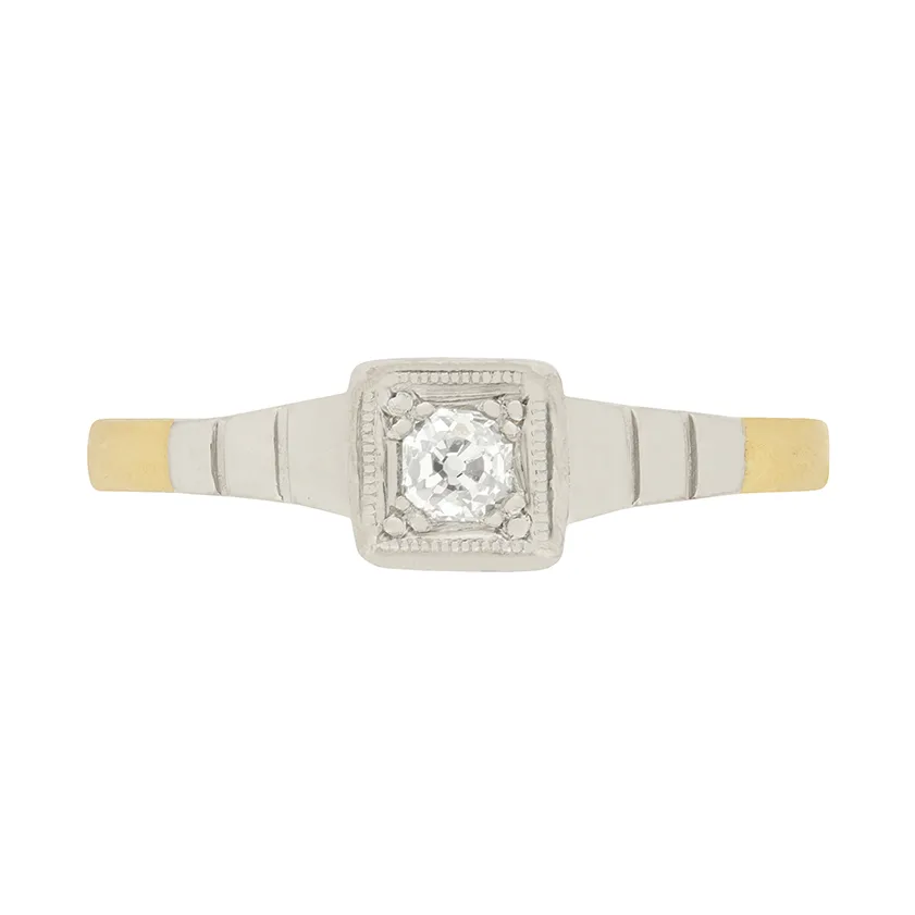 Edwardian 0.15ct Old Cut Diamond Solitaire Ring, c.1910s