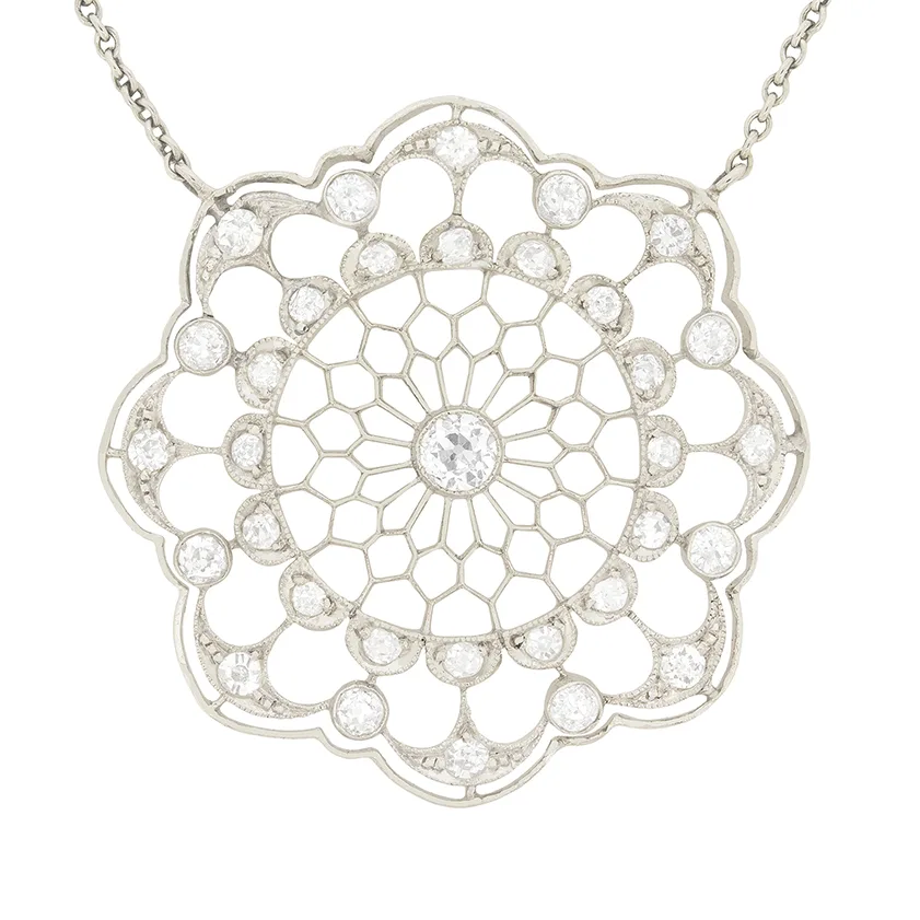 Art Deco 0.92ct Diamond Pendant Necklace, c.1920s