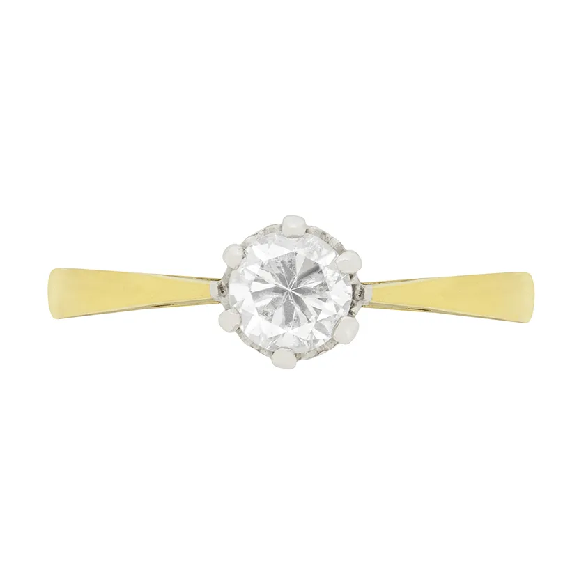 Late Deco Diamond Solitaire Engagement Ring, c.1940s