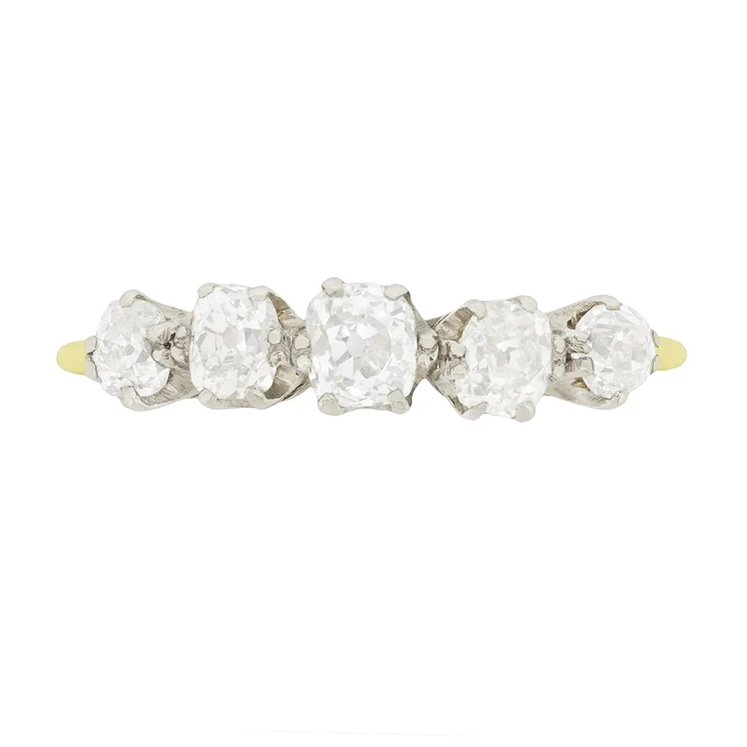 Art Deco 1.20ct Five Stone Diamond Ring, c.1920s
