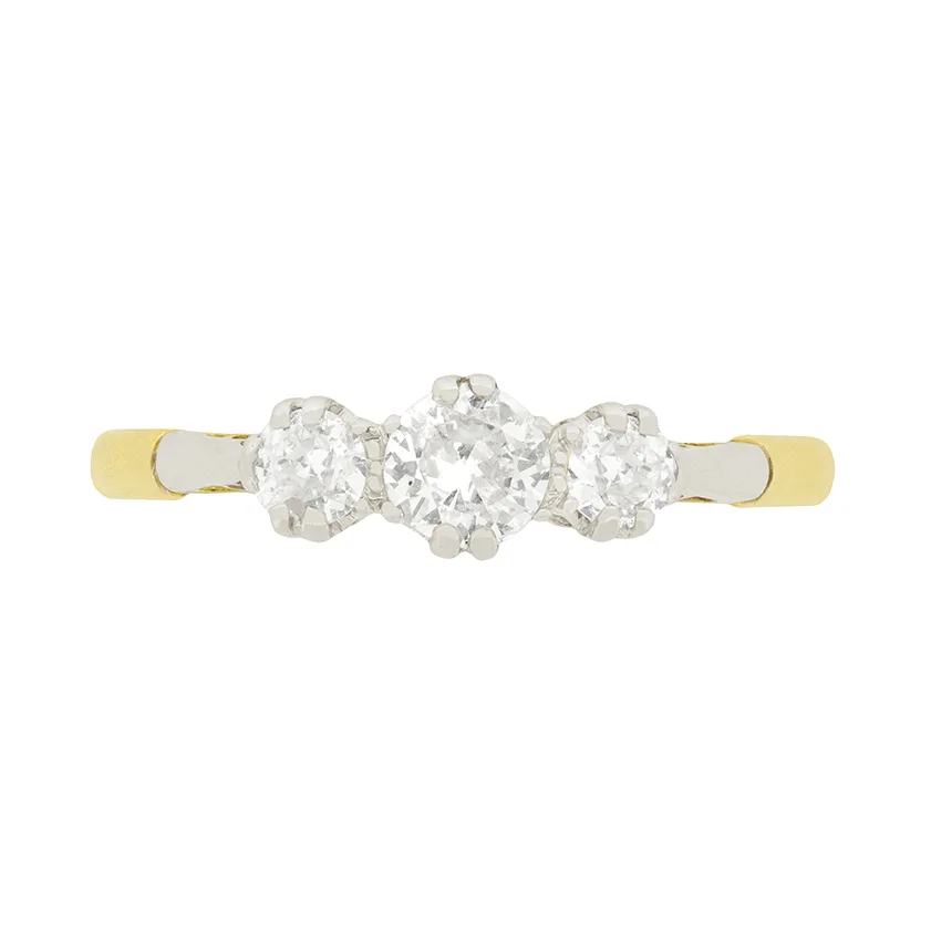 Art Deco 0.90ct Diamond Trilogy Ring, c.1920s