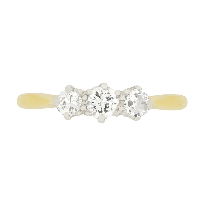 Late Art Deco 0.55ct Diamond Three Stone Ring, c.1930s