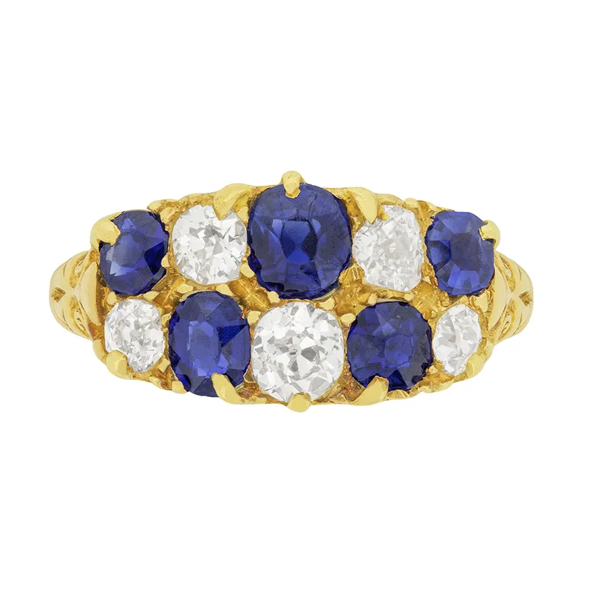 Victorian Diamond and Sapphire Cluster Ring, c.1894