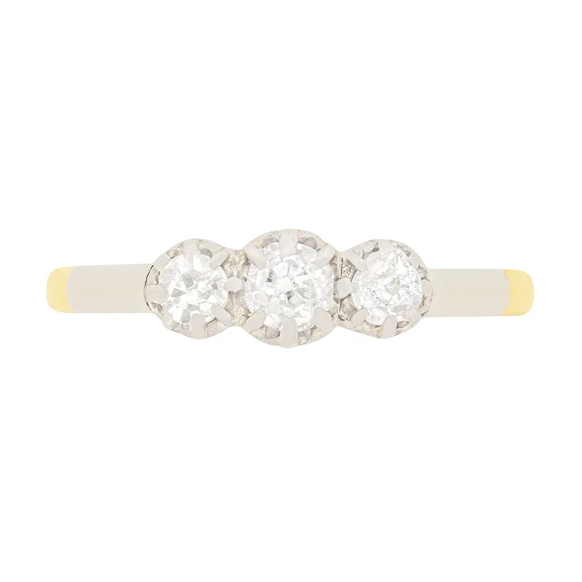 Art Deco 0.40ct Diamond Three Stone Engagement Ring, c.1920s