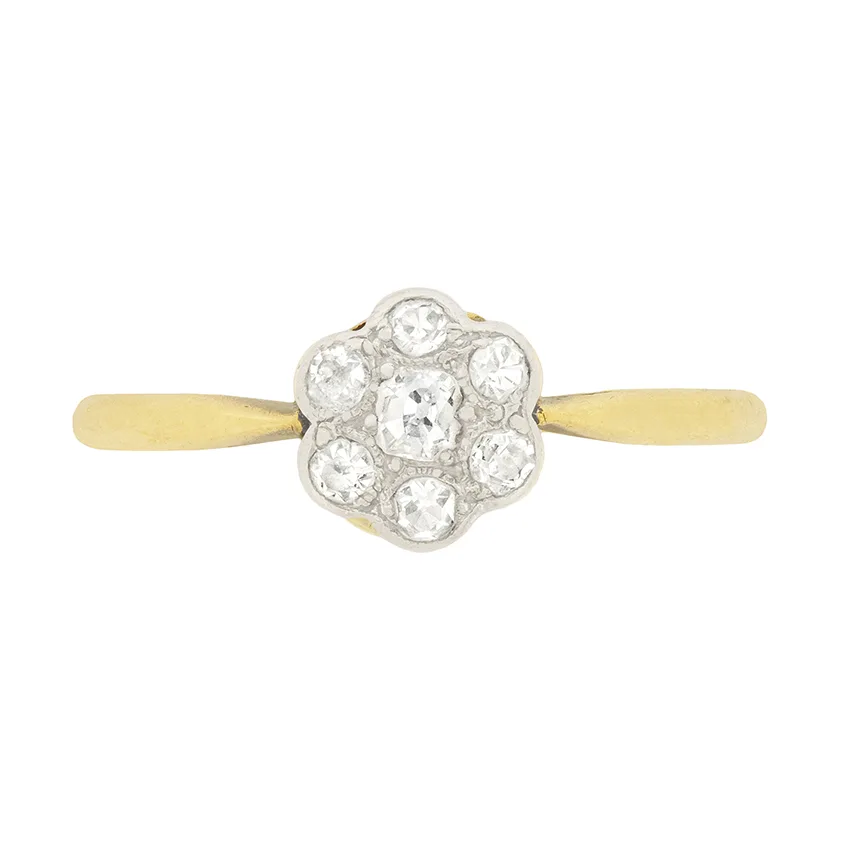 Victorian 0.40ct Diamond Daisy Cluster Ring, c.1900s