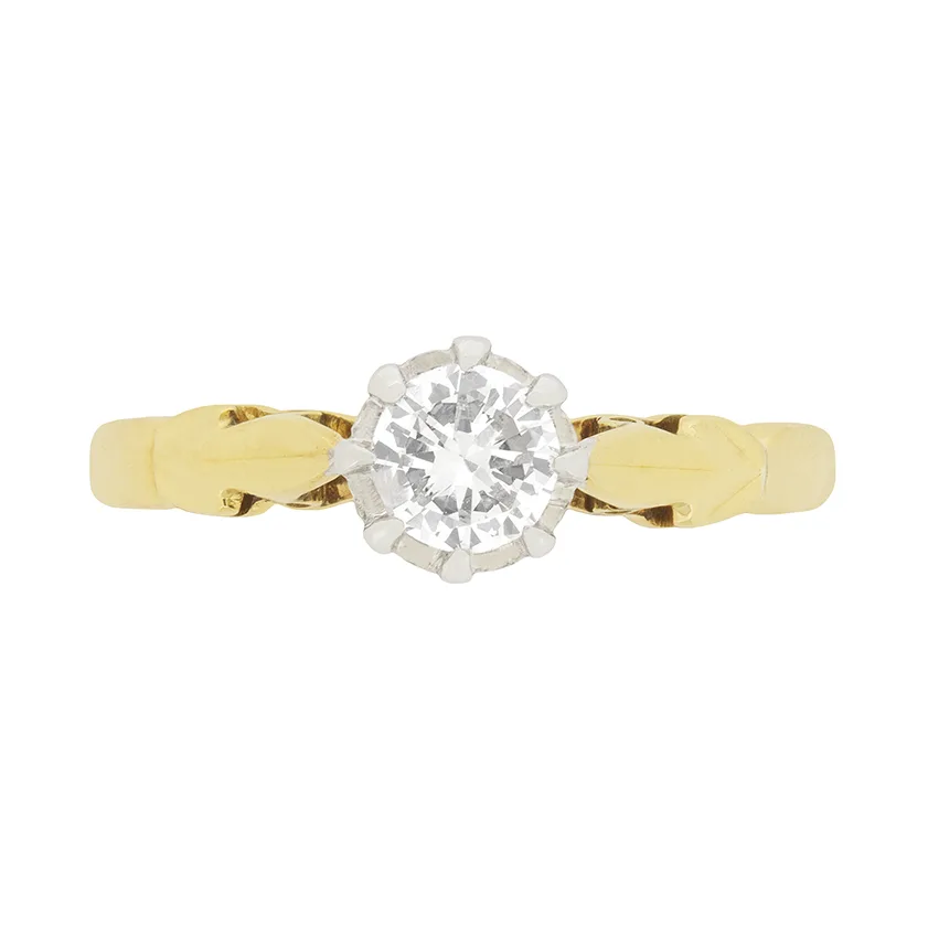 Late Art Deco 0.55ct Transitional Cut Diamond Ring, c.1930s