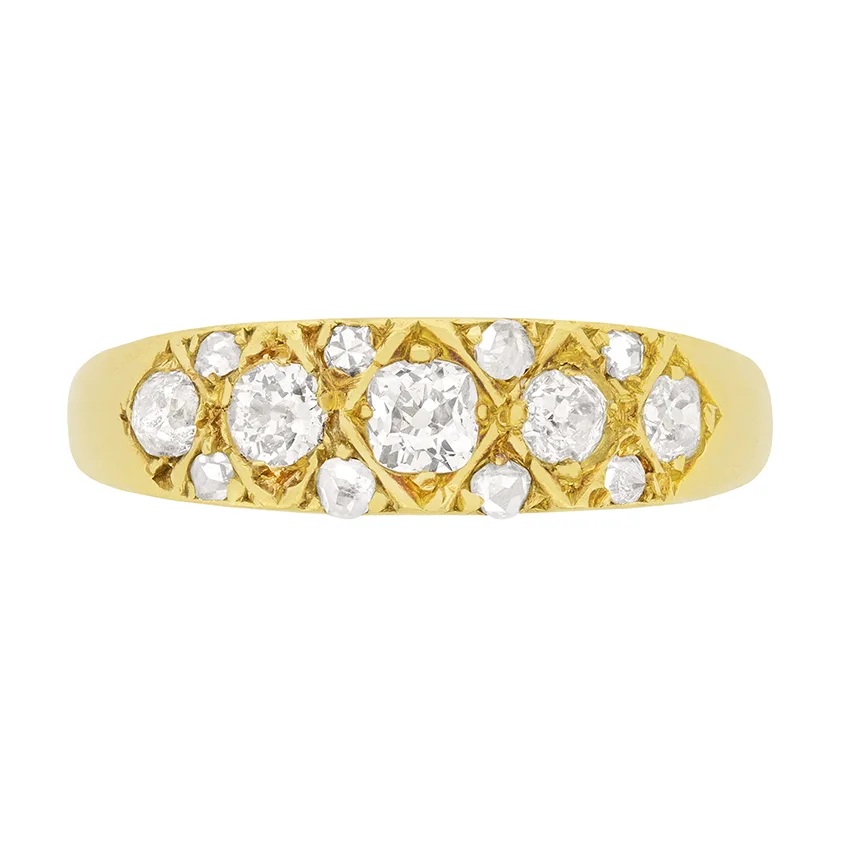 Victorian 0.85ct Diamond Five Stone Ring, c.1880s