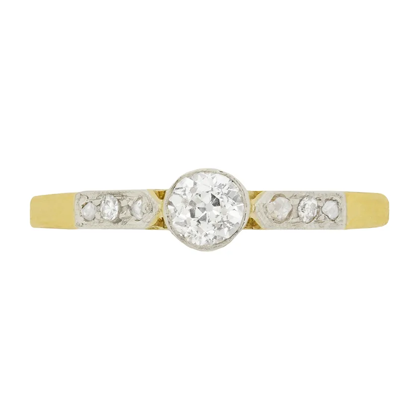 Edwardian 0.25ct Old Cut Diamond Solitaire Ring, c.1910s