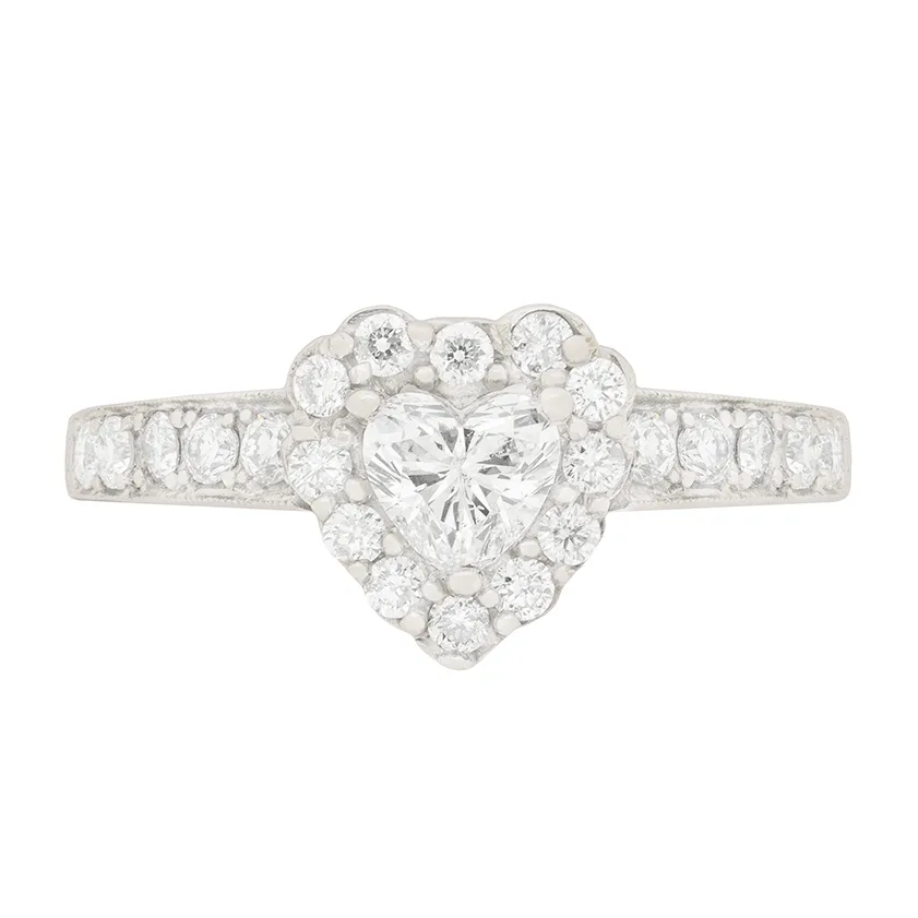 Contemporary 0.40ct Heart-Shaped Diamond Halo Engagement Ring