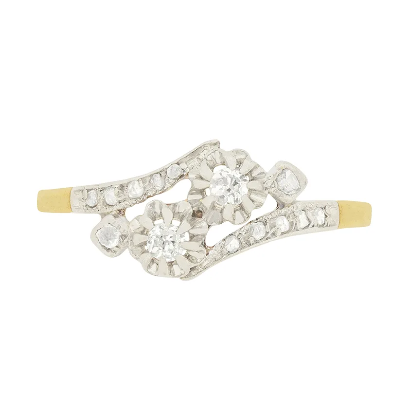 Edwardian 0.10ct Diamond Twist Ring, c.1910s