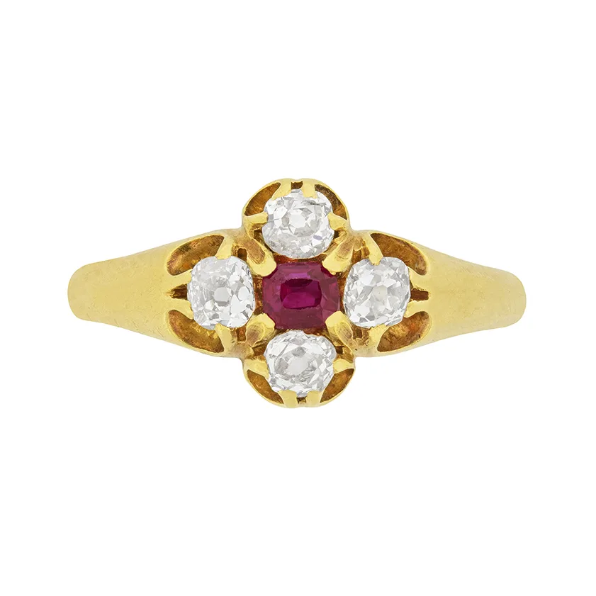 Victorian 0.15ct Ruby and Diamond Ring, c.1880s