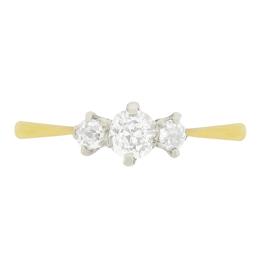 Victorian 0.70ct Diamond Three Stone Engagement Ring, c.1880s