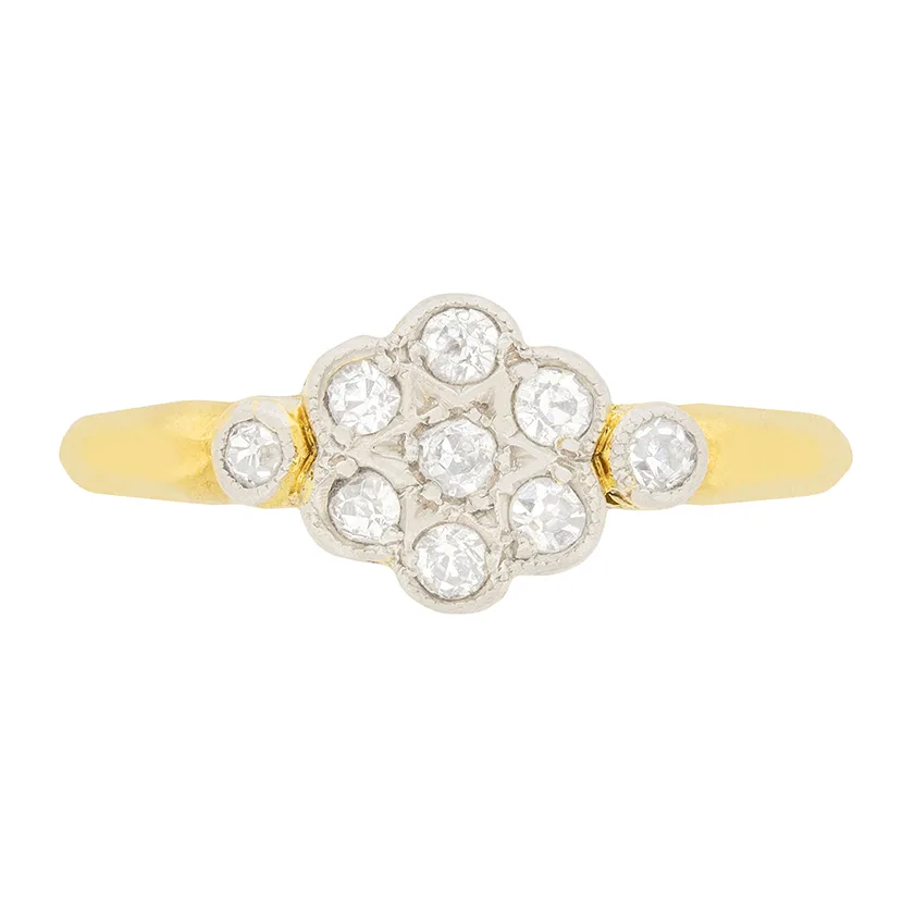 Art Deco 0.27ct Diamond Daisy Cluster Ring, c.1930s