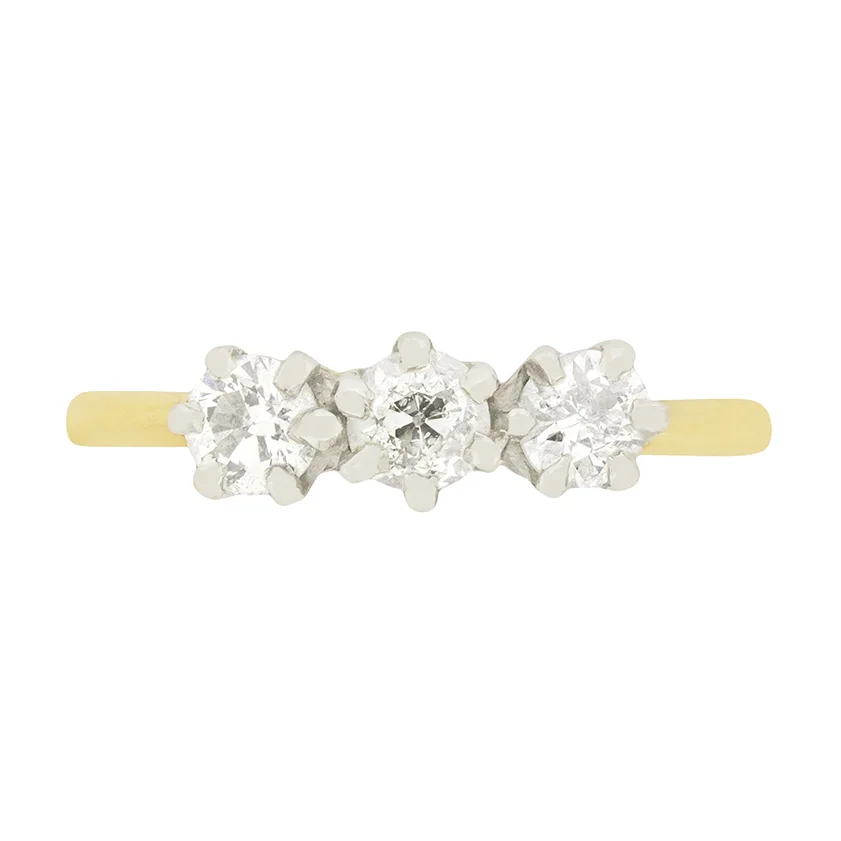 Art Deco 0.60ct Diamond Three Stone Engagement Ring, c.1920s