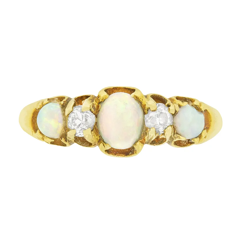 Victorian 0.40ct Opal and Diamond Ring, c.1900s