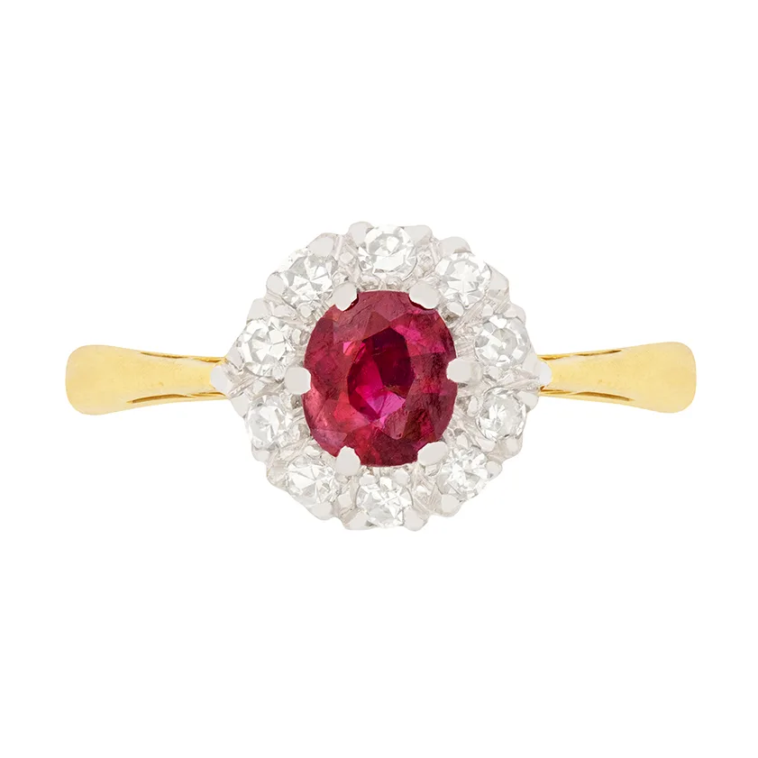 Vintage 0.60ct Ruby and Diamond Ring, c.1950s