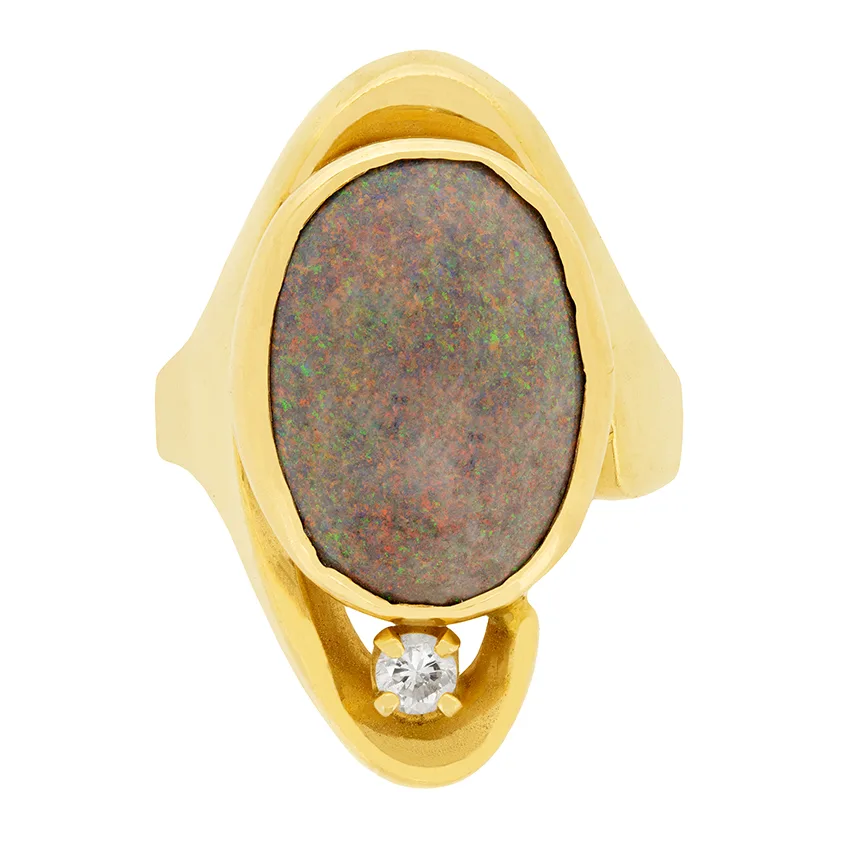 Vintage 4.50ct Opal and Diamond Ring, c.1960s