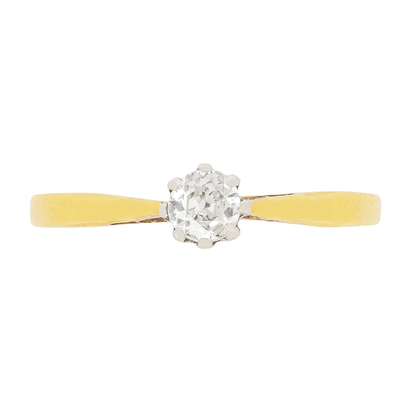 Edwardian 0.38ct Diamond Solitaire Engagement Ring, c.1910s