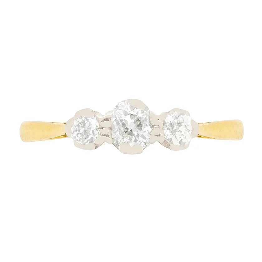 Victorian 0.75ct Diamond Three Stone Ring, c.1900s