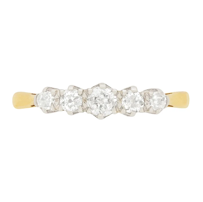 Edwardian 0.75ct Diamond Five Stone Ring, c.1910s