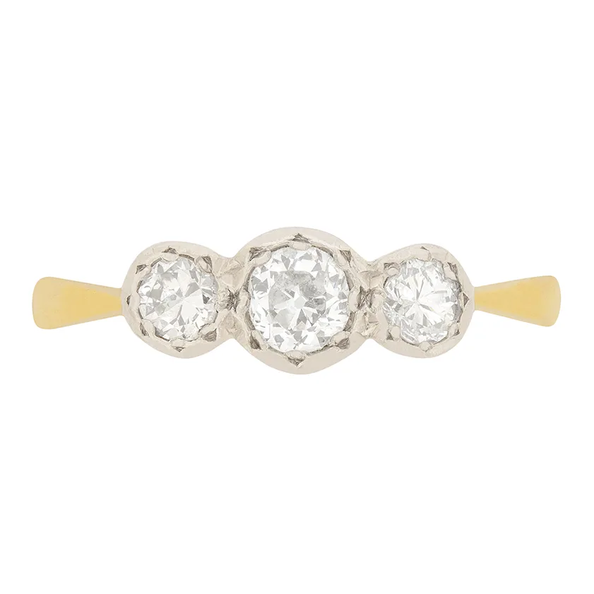 Art Deco Diamond Three Stone Ring, c.1930s
