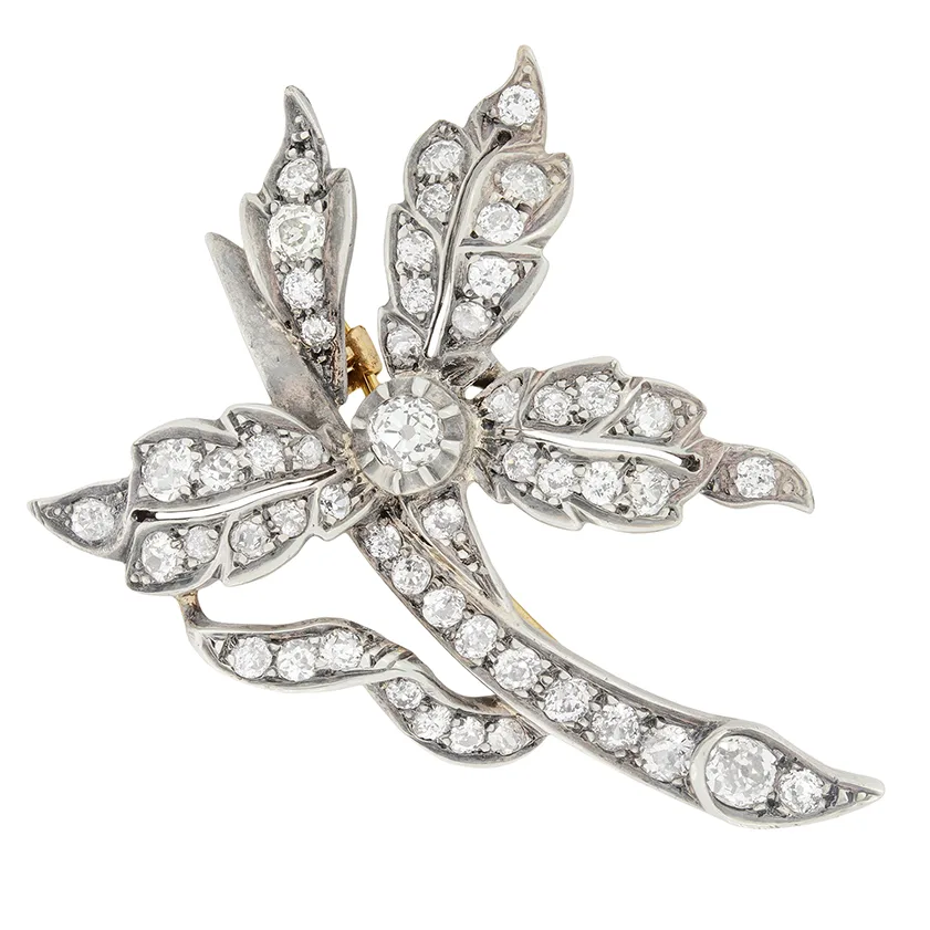 Victorian 2.60ct Diamond Spray Brooch, c.1880s