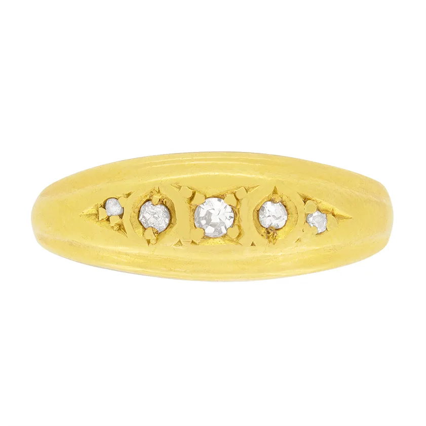 Edwardian 0.11ct Diamond Five Stone Ring, c.1910s