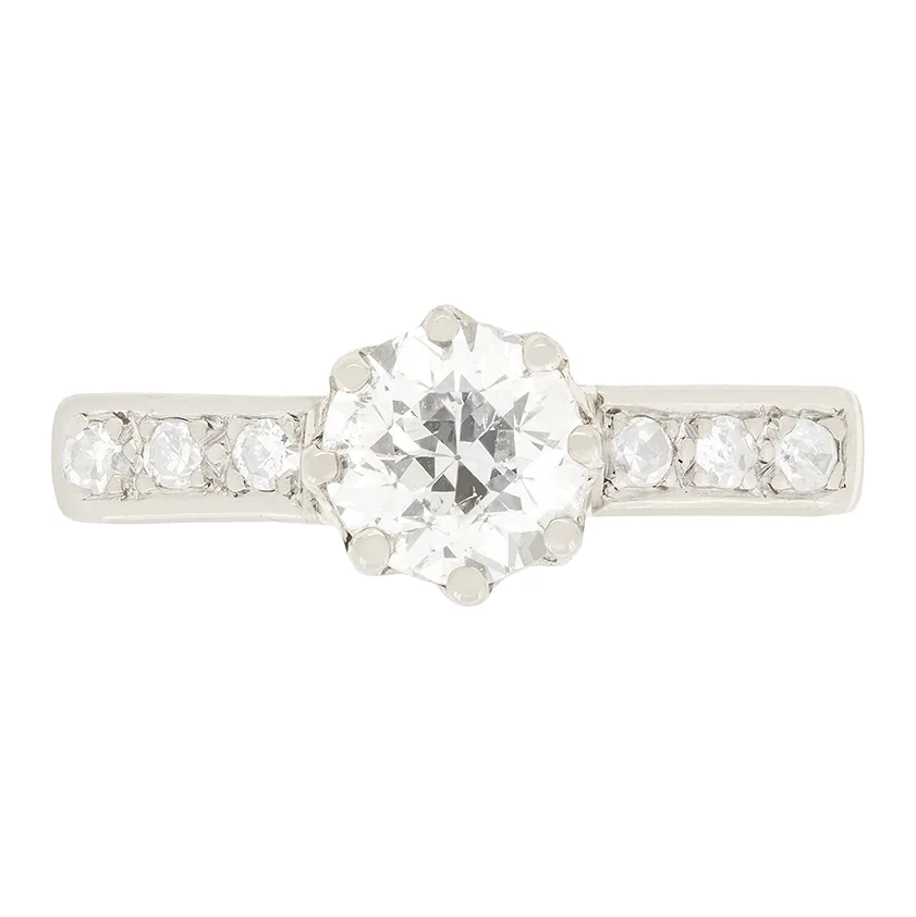 Art Deco 0.94ct Solitaire Diamond Ring, c.1920s