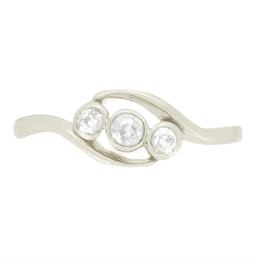 Art Deco 0.40ct Diamond Three Stone Twist Ring, c.1920s