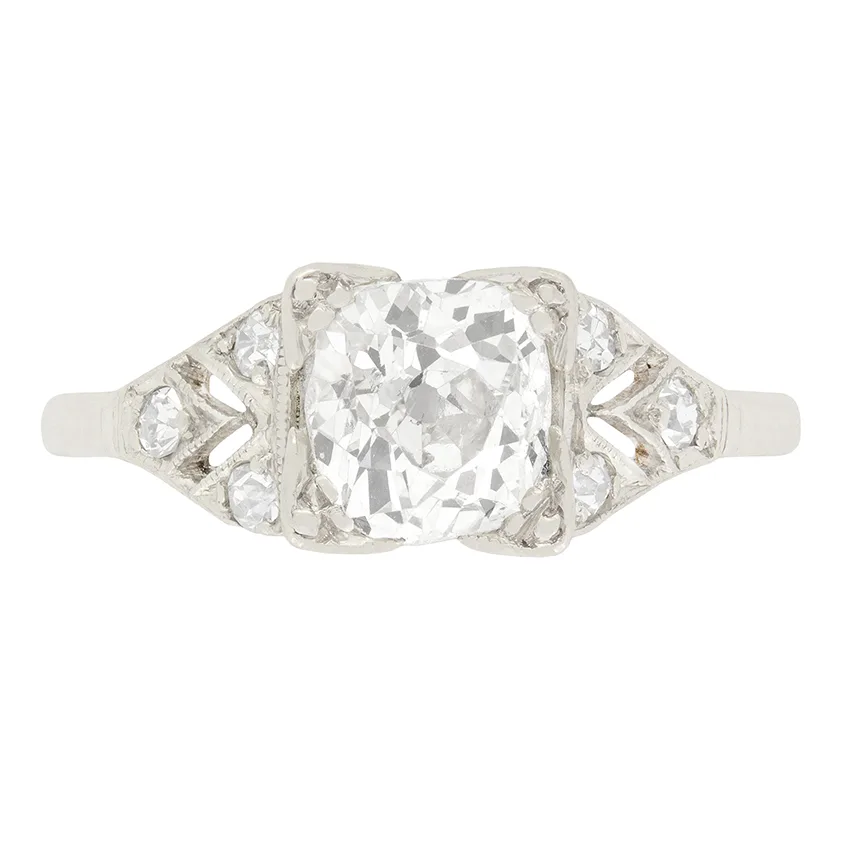 Art Deco 0.82ct Diamond Solitaire Ring, c.1920s