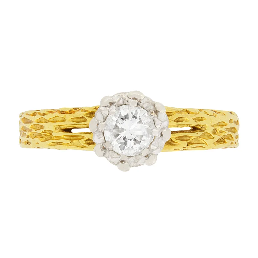 0.35ct Diamond Solitaire engagement ring, Hallmarked 1976