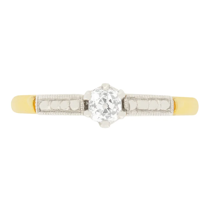 Edwardian 0.25ct Diamond Solitaire Engagement Ring, c.1910s