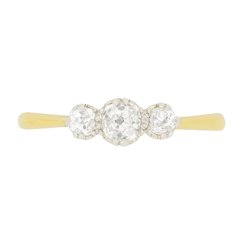 Victorian 0.45ct Three Stone Diamond Ring, c.1900s