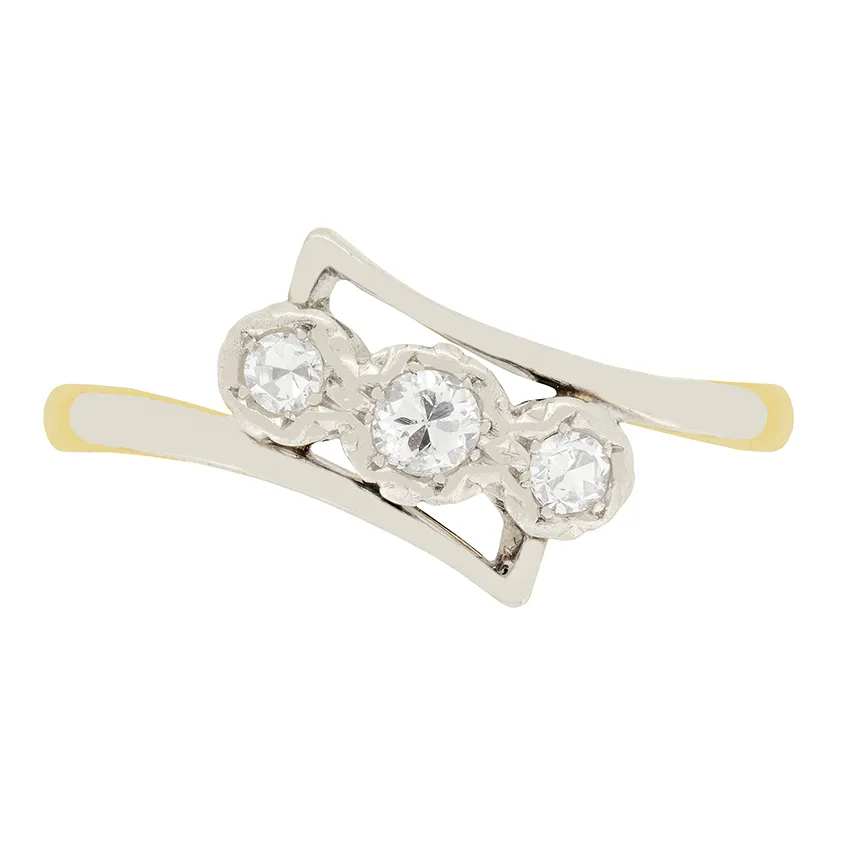 Late Deco 0.35ct Diamond Three Stone Ring, c.1930s