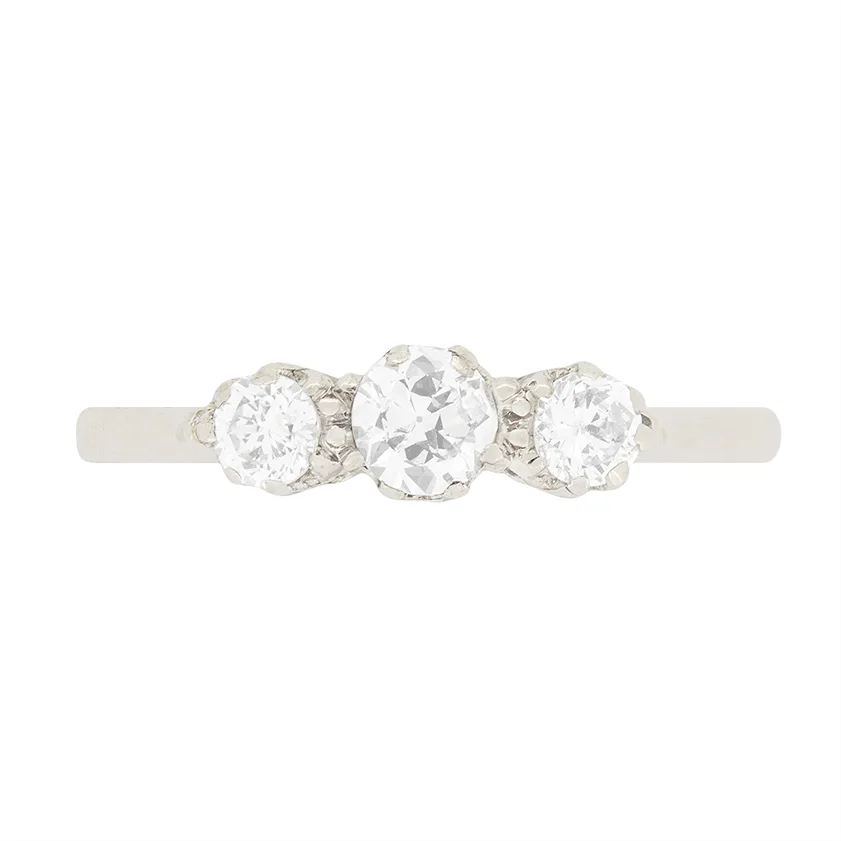 Art Deco 0.75ct Three Stone Diamond Ring, c.1920