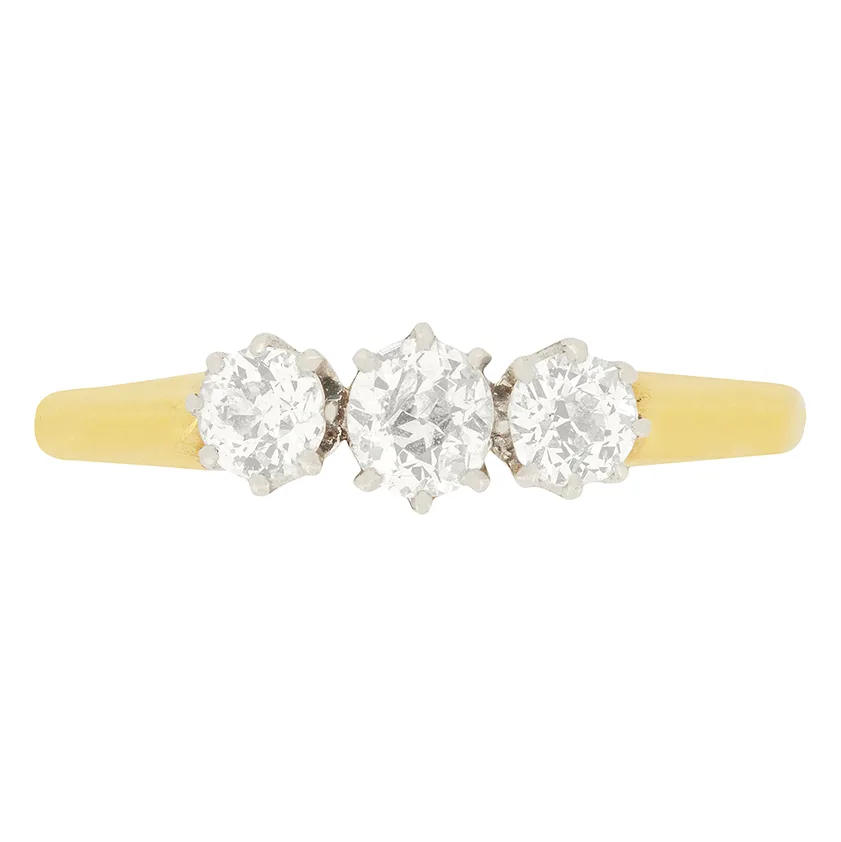 Edwardian 0.75ct Diamond Three Stone ring, c.1910s