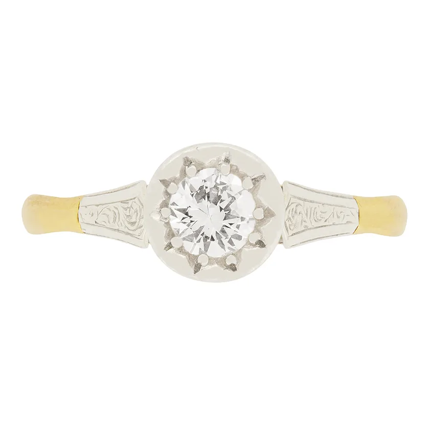 Art Deco 0.40ct Diamond Solitaire Ring, c.1930s