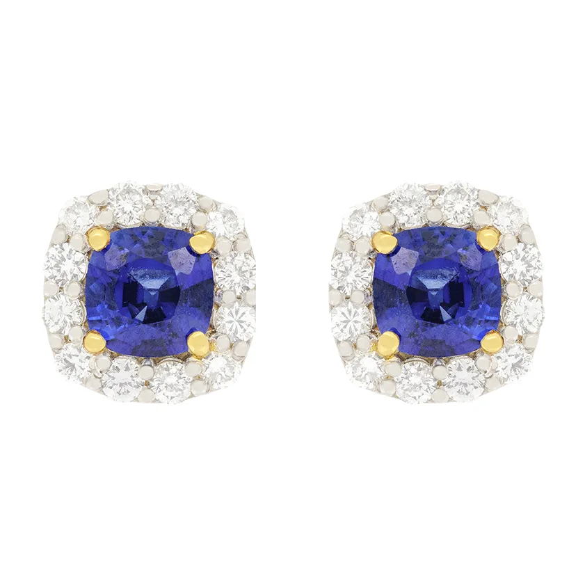 Vintage 1.40ct Sapphire and Diamond Earrings, c.1970s