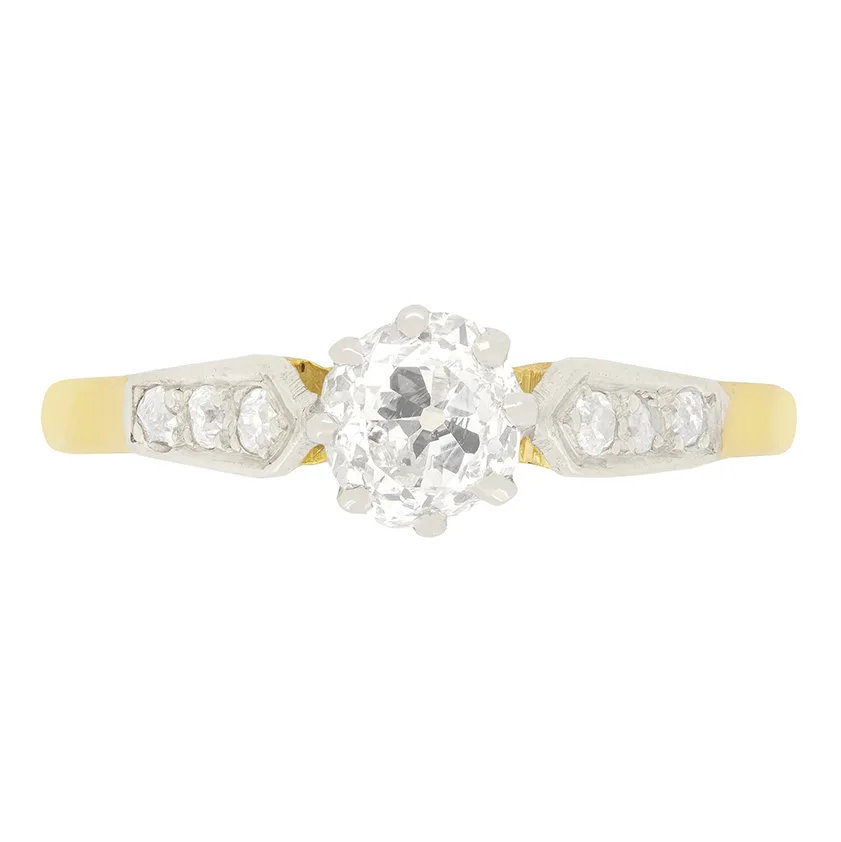 Edwardian 0.81ct Diamond Solitaire Ring, c.1910s