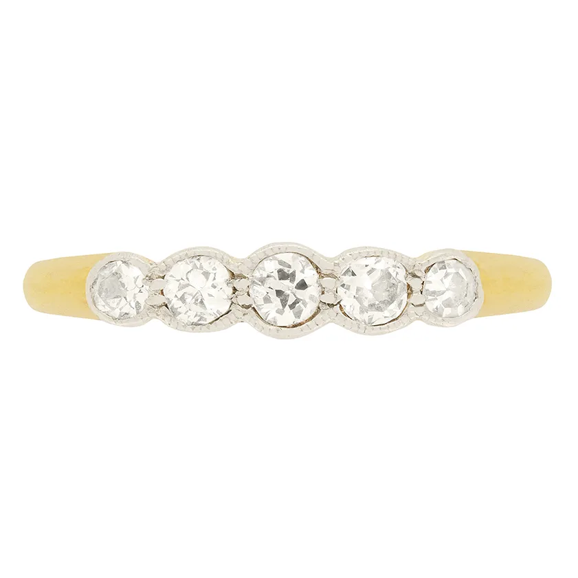 Victorian 0.27ct Diamond Five Stone Ring, c.1880s